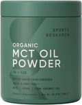 Sports Research Organic Mct Oil Powder - Keto & Vegan Mcts C8, C10 From Coconuts - Fatty Acid Brain & Body Fuel, Non-Gmo & Gluten - Unflavored, Perfect In Coffee, Tea & Protein Shakes - 10.6 Oz