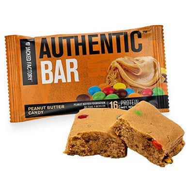 Authentic Bar Peanut Butter Candy Protein Bars Tasty Meal Replacement Energy Bars w/ 16g Whey Protein Isolate Natural Sugars from Pure Honey Healthy Fat Peanut Butter Foundation 12 Pack