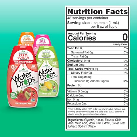 SweetLeaf Water Flavoring Drops - Stevia Water Enhancer, Sugar Free, Zero Calorie Water Additive for Flavor, Contains Monk Fruit Extract, Gluten Free, Keto Friendly - 1.62 Fl Oz (Variety Pack of 4)