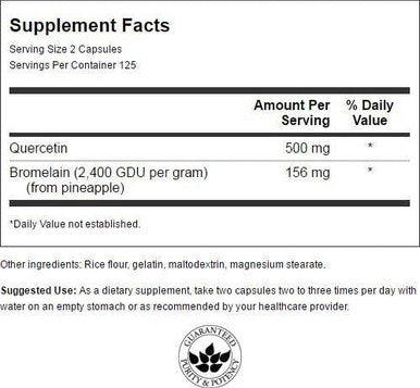 Swanson Quercetin & Bromelain- Supplement- Unique Natural Formula-(250 Capsules 260/78mg Each)