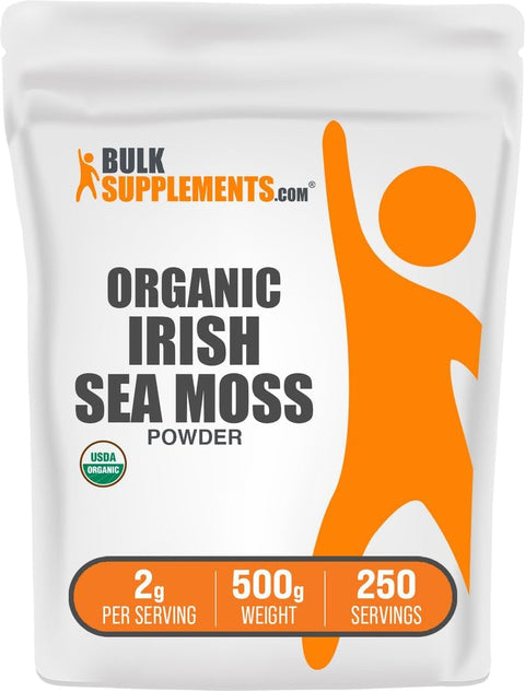 BulkSupplements.com Organic Irish Sea Moss Powder - Sea Moss Supplement, Superfood Supplement - Vegan & Gluten Free, 2g per Serving, 500g (1.1 lbs) (Pack of 1)