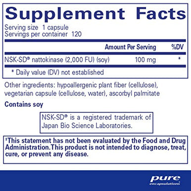 Pure Encapsulations NSKSD Nattokinase 100 mg 120 vegcaps