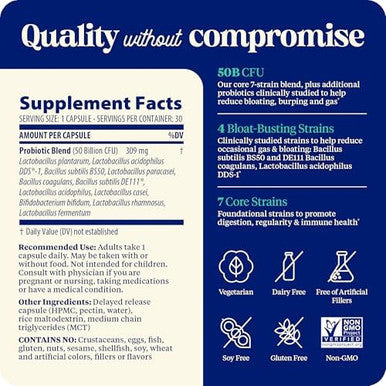 Enzymedica Subculture Probiotics For Gas & Bloating 50 Billion Cfu Supports Immune & Digestive Health Regularity & Gut Flora 30 Count