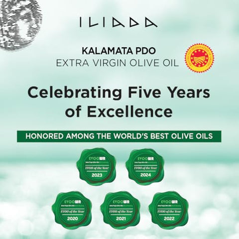 Iliada Kalamata PDO Extra Virgin Olive Oil, 500mL | Multi-Awarded | Single Region 100% Greek | Monovarietal Koroneiki | Cold Press | Polyphenol Rich | Chef's Favorite