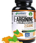 Ecostream Naturals Max 2650Mg Nitric Oxide Booster Larginine Lcitruline And Astragin Time Release 2650 Max Formula
