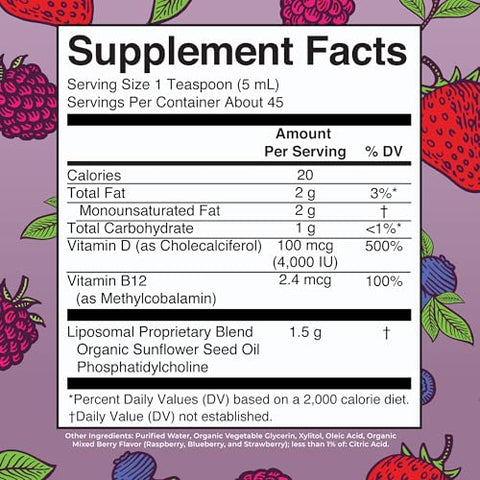 Maryruth'S Maryruth Organics Megadose Vitamin D3 Liposomal Vitamin D 4000 Iu Ultra Absorption Immune Support For Adults Bone Health Vit D3 Vegan Sugar Free Gluten Free Non-Gmo 45 Servings