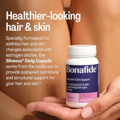 Bonafide Silvessa Hair & Skin Support Capsules Hormone- Drug- Daily Nourishment For Hair & Skin During Menopause 30 Day Supply (30 Capsules)