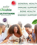 Lifeable Multivitamin with Iron for Adult 13 Essential Vitamins and Minerals for Men and Women Great Tasting Naturally Sourced Berry Flavor Vegetarian NonGMO 90 Gummies