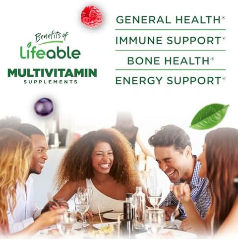 Lifeable Multivitamin With Iron For Adult 13 Essential Vitamins And Minerals For Men And Women Great Tasting Naturally Sourced Berry Flavor Vegetarian Nongmo 90 Gummies