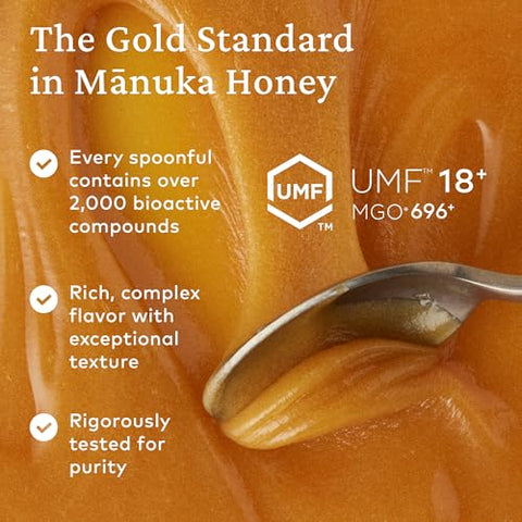 Comvita Manuka Honey UMF 18+ (MGO 696+) - Raw Manuka Honey New Zealand, Pure & Unpasteurized, Superfood for Immune Health, Use in Tea, Wild, Monofloral, Non-GMO - 250g (8.8 oz)