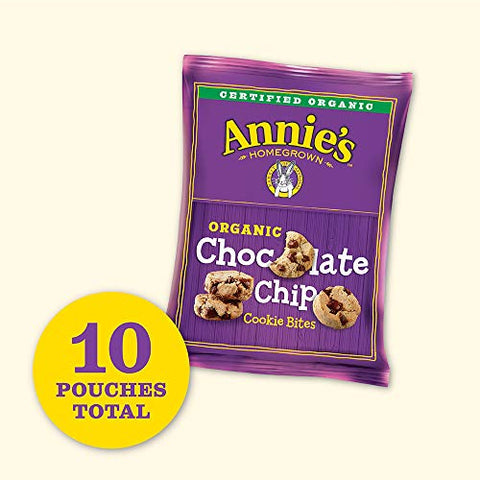 Annie's Organic Friends Bunny Graham Snacks, Chocolate Chip, Chocolate & Honey, 11.25 oz. and Annie's Organic Chocolate Chip Cookie Bites, 10 Packets, 10.5 oz.