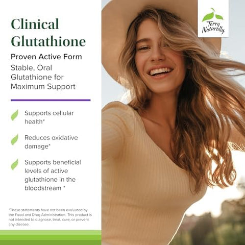 Terry Naturally Clinical Glutathione Antioxidant Supplement For High Absorption Dietary Supplement With Lglutathione Vegan To Support Cell Health 60 Slow Melt Tablets