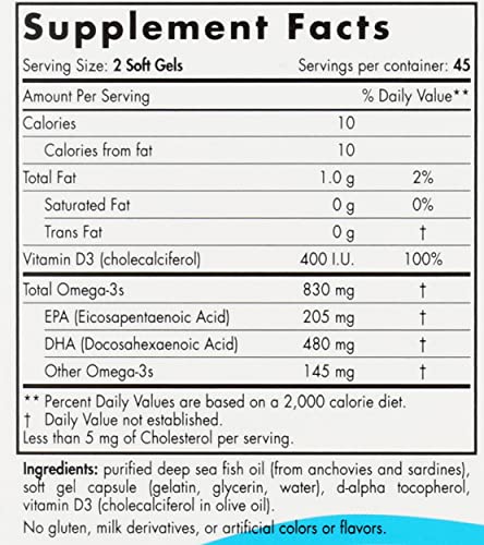 Nordic Naturals Prenatal Dha Unflavored - 830 Mg Omega-3 400 Iu Vitamin D3 - 90 Soft Gels - Supports Brain Development In Babies During Pregnancy & Lactation - Non-Gmo 45 Servings