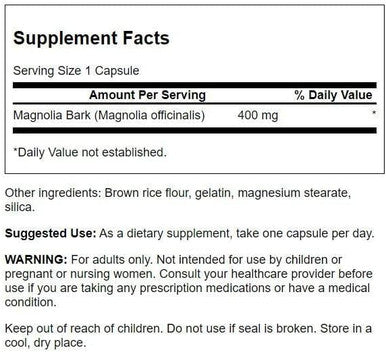 Swanson Magnolia Bark Antioxidant Support 400 Milligrams 60 Capsules