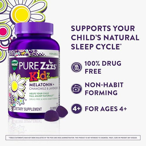 Zzzquil Pure Zzzs Kidz Kids Melatonin Gummy Sleep Aid Low Amount Of Melatonin For Kids With Chamomile And Lavender Melatonin 1 Mg Melatonin Gummies Kids Berry Flavored 72 Sleep Gummies