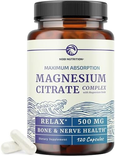 Nobi Nutrition Magnesium Citrate Complex 500 Mg For Calm & Relaxation High Absorption Magnesium Supplement Citrato De Magnesio Constipation & Digestion Support Nongmo Soy 60 Mag Citrate Capsules
