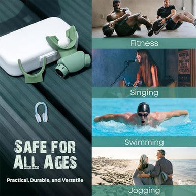 Lixada Advanced Breathing Trainer For Lung Capacity - 8-Level Adjustable Respiratory Exercise Device For Running Swimming & Fitness With Case & Nose Clip(Green)