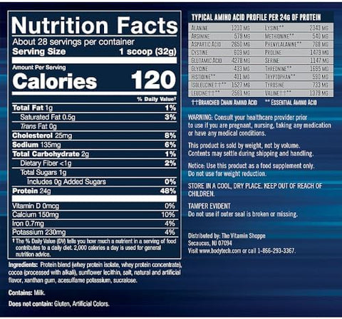 Bodytech Whey Tech Pro 24 Protein Powder 24G Protein Per Serving Supports Muscle Growth & Recovery Rich Chocolate (2 Lb 28 Servings)