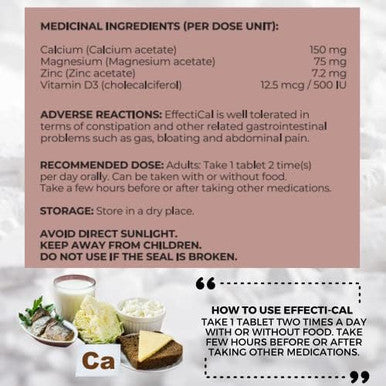 Effectical For Bone & Immune Health, Joint Support With High Absorption Calcium, Magnesium & Zinc Tablets With Vitamin D3, Ideal For Women, Men And Children - 60 Calcium Supplement Tablets