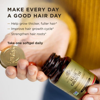 Solgar Hair Growth Age-Defying Nutrition For Men & WomenÃƒÂ¢Ã¢â€šÂ¬Ã¢â‚¬ÂThicker Fuller Hair Growth With Keranat Oil, Biotin, Zinc And Copper - One Softgel Daily, Vegan, Dairy, Soy And Gluten Free, 30 Servings