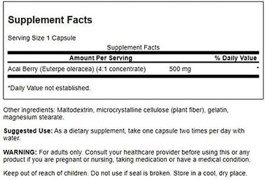 Swanson Acai Berry Antioxidant Support 500 Milligrams 120 Capsules (3 Pack)