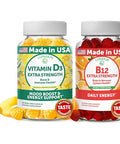 Lunakai Vitamin D3 And Vitamin B12 Gummies Bundle - Immunity Bone And Mood Support Vit D3 2000Iu Supplement - 3000Mcg Methylcobalamin High Absorption Energy Gummy 30 Days Supply