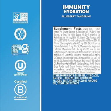 Nuun Immunity Electrolyte Tablets With Vitamin D C E & A Ginger Elderberry Magnesium & 4 Other Essential Electrolytes Vegan Orange Citrus 8 Pack (80 Servings Total)