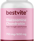 Bestvite Glucosamine & Chondroitin Sulfate 750/600 Triple Strength (250 Tablets) - Joint Support - No Stearates - Gluten