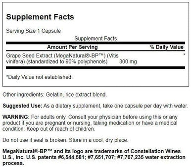 Swanson Meganatural-Bp Grape Seed Extract 300 Milligrams 30 Capsules (3 Pack)