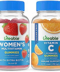 Lifeable Sugar Women'S Multivitamin + Vitamin C Gummies Bundle Great Tasting Vitamin Supplement Gluten Gmo Chewable Gummy
