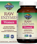 Garden Of Life 22 Powerful Raw Enzymes For Women With Papain Bromelain Lactase Plus Probiotics And Vitamins B12 Biotin And Zinc Dietary Supplement With Digestive Enzymes Vegetarian 90 Capsules