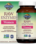 Garden Of Life 22 Powerful Raw Enzymes For Women With Papain Bromelain Lactase Plus Probiotics And Vitamins B12 Biotin And Zinc Dietary Supplement With Digestive Enzymes Vegetarian 90 Capsules