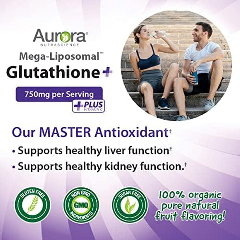 Aurora Nutrascience Mega Liposomal Glutathione 750 mg and Vitamin C 3000 mg Immune Support and Antioxidant Bundle
