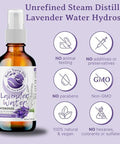 Bella Terra Oils - Hydrosol Water 16Oz - Luxurious Lavender Organic Rose Water Blend Packed With Essential Minerals & Amino Acids Ultimate Skin Quencher