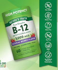 Nature's Truth B12 Vitamin 5000 mcg 60 Tablets Fast Dissolve Natural Berry Flavor Vegan NonGMO and Gluten Free Supplement Fast Dissolve Natural Berry Flavor Vegan NonGMO and Gluten Free Supplement