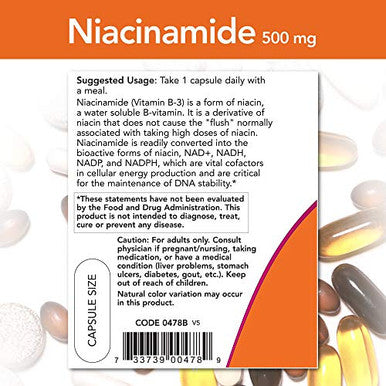 Now Niacinamide 500Mg 100 Capsules