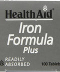 HealthAid Iron Formula Plus - 100 Vegetarian Tablets