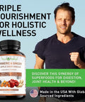 Pius Nature 120 Capsules Of Usda Organic Turmeric Root Powder Usda Organic Ginger Powder And Apple Cider Vinegar Powder With Curcumin (95% Curcuminoids) And Bioperine 1410 Mg Per Serving In Veggie Capsules