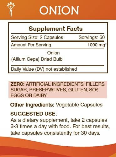 Secrets of the Tribe Onion 120 Capsules, Made with Vegetable Capsules and Onion (Allium Cepa) Dried Bulb (120 Capsules)