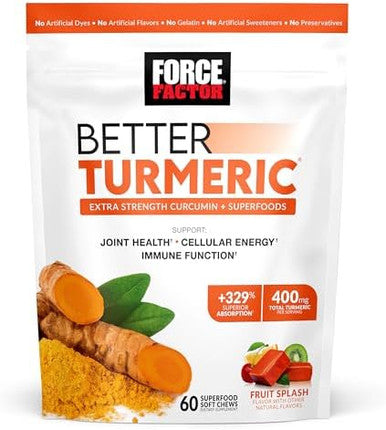 Force Factor Better Turmeric Joint Support Supplement For Extra Strength Joint Health & Smarter Greens Superfood Chews Greens And Superfoods With Probiotics Antioxidants