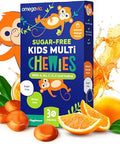 OmegaVia Sugar Free Kids Multivitamin Chewies Daily Chewable Gummy Vitamins for Kids 3+ Vitamin A C D3 E B6 and B12 Folate and More Natural Orange Flavor 30 Count