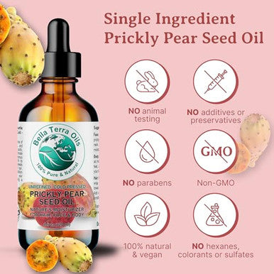 Bella Terra Oils - Prickly Pear Oil 4 Oz - Extracted From Cactus Pear Enriched With Omega-6 Vitamin K Experience The Opulence Of Nature