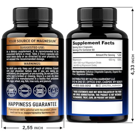 Nutraharmony Magnesium Citrate & Turmeric Curcumin Capsules