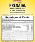 Sundance Prenatal Multivitamin With Folic Acid 100 Quick Release Capsules 800 Mcg Nongmo Gluten Supplement For Women