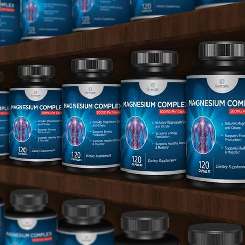 Premium Magnesium Citrate Capsules Powerful 500mg Magnesium Oxide and Citrate Supplement Helps Support Healthy Bones Muscles Teeth Energy and Relaxation 120 Vegetable Capsules