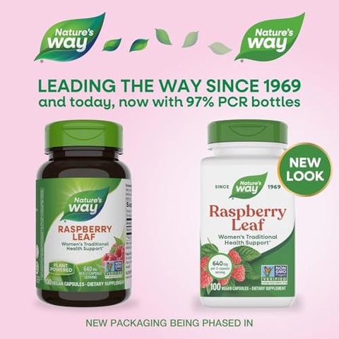 Nature'S Way Raspberry Leaf - Traditional Women S Wellness Supplement For Plant-Based Support - Traditional Herbal Supplement - Vegan Gluten-Free & Dairy-Free - 100 Count (50 Servings)