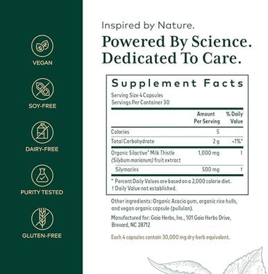 Gaia Herbs Pro Milk Thistle 1000 Liver Health Support Supplement Liver Cell Health Supplement With Silactive Milk Thistle Fruit Extract 120 Capsules (30 Servings)
