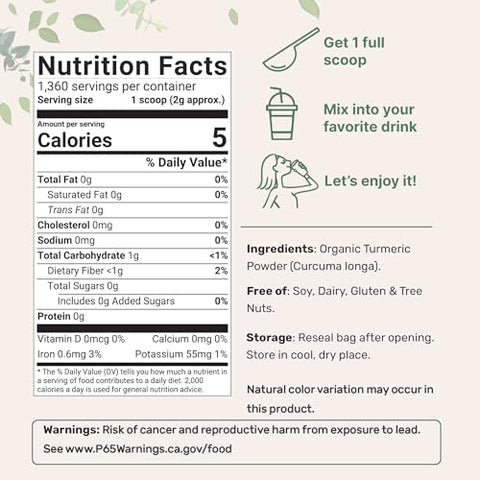 Micro Ingredients Organic Turmeric Powder 5 Pounds Rich In Active Curcumin Pure Turmeric Supplement Antioxidant Support For Joint & Immune Health Non-Gmo Vegan Friendly India Origin