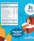 Wellah Creatine Electrolytes Powder (Blue Hawaii) 30 Servings - Hydration Drink Mix With 3G Of Creatine Monohydrate