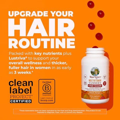 MaryRuth's Multivitamin Hair Growth Gummies Thicker Hair 30 Servings With Lustriva Biotin 10000mcg B Vitamins Formulated for Thicker Hair Wrinkles Fine Lines Skin Care